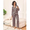 image:imageEkouaer Womens Silk Satin Pajama Sets 2 Piece Sleepwear Pjs Set Long Sleeve Button Down Top and Pants Stripe Loungewear SXXLBlack Pink Stripe