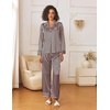 image:imageEkouaer Womens Silk Satin Pajama Sets 2 Piece Sleepwear Pjs Set Long Sleeve Button Down Top and Pants Stripe Loungewear SXXLBlack Pink Stripe