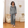 image:imageEkouaer Womens Silk Satin Pajama Sets 2 Piece Sleepwear Pjs Set Long Sleeve Button Down Top and Pants Stripe Loungewear SXXLBlack White Stripe