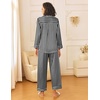 image:imageEkouaer Womens Silk Satin Pajama Sets 2 Piece Sleepwear Pjs Set Long Sleeve Button Down Top and Pants Stripe Loungewear SXXLBlack White Stripe