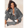 image:imageEkouaer Womens Silk Satin Pajama Sets 2 Piece Sleepwear Pjs Set Long Sleeve Button Down Top and Pants Stripe Loungewear SXXLBlack White Stripe