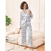 image:imageEkouaer Womens Silk Satin Pajama Sets 2 Piece Sleepwear Pjs Set Long Sleeve Button Down Top and Pants Stripe Loungewear SXXLBlue Striped Teddy