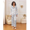 image:imageEkouaer Womens Silk Satin Pajama Sets 2 Piece Sleepwear Pjs Set Long Sleeve Button Down Top and Pants Stripe Loungewear SXXLBlue Striped Teddy