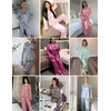 image:imageEkouaer Womens Silk Satin Pajama Sets 2 Piece Sleepwear Pjs Set Long Sleeve Button Down Top and Pants Stripe Loungewear SXXLBlue White Stripe