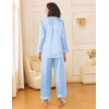 image:imageEkouaer Womens Silk Satin Pajama Sets 2 Piece Sleepwear Pjs Set Long Sleeve Button Down Top and Pants Stripe Loungewear SXXLBlue White Stripe