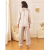 image:imageEkouaer Womens Silk Satin Pajama Sets 2 Piece Sleepwear Pjs Set Long Sleeve Button Down Top and Pants Stripe Loungewear SXXLChampagne