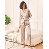 image:imageEkouaer Womens Silk Satin Pajama Sets 2 Piece Sleepwear Pjs Set Long Sleeve Button Down Top and Pants Stripe Loungewear SXXLChampagne