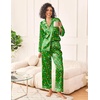 image:imageEkouaer Womens Silk Satin Pajama Sets 2 Piece Sleepwear Pjs Set Long Sleeve Button Down Top and Pants Stripe Loungewear SXXLChristmas Green