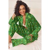 image:imageEkouaer Womens Silk Satin Pajama Sets 2 Piece Sleepwear Pjs Set Long Sleeve Button Down Top and Pants Stripe Loungewear SXXLChristmas Green