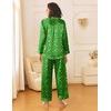 image:imageEkouaer Womens Silk Satin Pajama Sets 2 Piece Sleepwear Pjs Set Long Sleeve Button Down Top and Pants Stripe Loungewear SXXLChristmas Green
