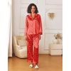 image:imageEkouaer Womens Silk Satin Pajama Sets 2 Piece Sleepwear Pjs Set Long Sleeve Button Down Top and Pants Stripe Loungewear SXXLChristmas Red