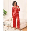 image:imageEkouaer Womens Silk Satin Pajama Sets 2 Piece Sleepwear Pjs Set Long Sleeve Button Down Top and Pants Stripe Loungewear SXXLChristmas Red