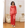 image:imageEkouaer Womens Silk Satin Pajama Sets 2 Piece Sleepwear Pjs Set Long Sleeve Button Down Top and Pants Stripe Loungewear SXXLChristmas Teddy