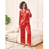 image:imageEkouaer Womens Silk Satin Pajama Sets 2 Piece Sleepwear Pjs Set Long Sleeve Button Down Top and Pants Stripe Loungewear SXXLChristmas Teddy