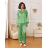 image:imageEkouaer Womens Silk Satin Pajama Sets 2 Piece Sleepwear Pjs Set Long Sleeve Button Down Top and Pants Stripe Loungewear SXXLGreen White Stripe