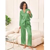 image:imageEkouaer Womens Silk Satin Pajama Sets 2 Piece Sleepwear Pjs Set Long Sleeve Button Down Top and Pants Stripe Loungewear SXXLGreen White Stripe