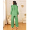 image:imageEkouaer Womens Silk Satin Pajama Sets 2 Piece Sleepwear Pjs Set Long Sleeve Button Down Top and Pants Stripe Loungewear SXXLGreen White Stripe