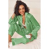 image:imageEkouaer Womens Silk Satin Pajama Sets 2 Piece Sleepwear Pjs Set Long Sleeve Button Down Top and Pants Stripe Loungewear SXXLGreen White Stripe