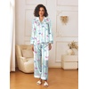 image:imageEkouaer Womens Silk Satin Pajama Sets 2 Piece Sleepwear Pjs Set Long Sleeve Button Down Top and Pants Stripe Loungewear SXXLGreen White Stripe With Bow