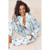 image:imageEkouaer Womens Silk Satin Pajama Sets 2 Piece Sleepwear Pjs Set Long Sleeve Button Down Top and Pants Stripe Loungewear SXXLGreen White Stripe With Bow