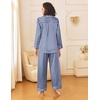 image:imageEkouaer Womens Silk Satin Pajama Sets 2 Piece Sleepwear Pjs Set Long Sleeve Button Down Top and Pants Stripe Loungewear SXXLNavy White Stripe