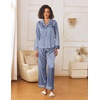 image:imageEkouaer Womens Silk Satin Pajama Sets 2 Piece Sleepwear Pjs Set Long Sleeve Button Down Top and Pants Stripe Loungewear SXXLNavy White Stripe