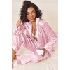 image:imageEkouaer Womens Silk Satin Pajama Sets 2 Piece Sleepwear Pjs Set Long Sleeve Button Down Top and Pants Stripe Loungewear SXXLPink White Stripe
