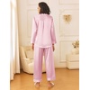 image:imageEkouaer Womens Silk Satin Pajama Sets 2 Piece Sleepwear Pjs Set Long Sleeve Button Down Top and Pants Stripe Loungewear SXXLPink White Stripe