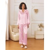 image:imageEkouaer Womens Silk Satin Pajama Sets 2 Piece Sleepwear Pjs Set Long Sleeve Button Down Top and Pants Stripe Loungewear SXXLPink White Stripe