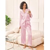 image:imageEkouaer Womens Silk Satin Pajama Sets 2 Piece Sleepwear Pjs Set Long Sleeve Button Down Top and Pants Stripe Loungewear SXXLPink White Stripe