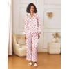 image:imageEkouaer Womens Silk Satin Pajama Sets 2 Piece Sleepwear Pjs Set Long Sleeve Button Down Top and Pants Stripe Loungewear SXXLPink White Stripe With Bottle