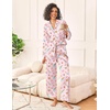image:imageEkouaer Womens Silk Satin Pajama Sets 2 Piece Sleepwear Pjs Set Long Sleeve Button Down Top and Pants Stripe Loungewear SXXLPink White Stripe With Bottle