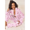 image:imageEkouaer Womens Silk Satin Pajama Sets 2 Piece Sleepwear Pjs Set Long Sleeve Button Down Top and Pants Stripe Loungewear SXXLPink White Stripe With Bow