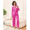 image:imageEkouaer Womens Silk Satin Pajama Sets 2 Piece Sleepwear Pjs Set Long Sleeve Button Down Top and Pants Stripe Loungewear SXXLRed Stripe
