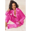 image:imageEkouaer Womens Silk Satin Pajama Sets 2 Piece Sleepwear Pjs Set Long Sleeve Button Down Top and Pants Stripe Loungewear SXXLRed Stripe