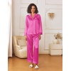 image:imageEkouaer Womens Silk Satin Pajama Sets 2 Piece Sleepwear Pjs Set Long Sleeve Button Down Top and Pants Stripe Loungewear SXXLRed Stripe