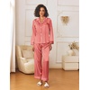 image:imageEkouaer Womens Silk Satin Pajama Sets 2 Piece Sleepwear Pjs Set Long Sleeve Button Down Top and Pants Stripe Loungewear SXXLRed White Stripe