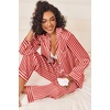 image:imageEkouaer Womens Silk Satin Pajama Sets 2 Piece Sleepwear Pjs Set Long Sleeve Button Down Top and Pants Stripe Loungewear SXXLRed White Stripe