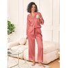 image:imageEkouaer Womens Silk Satin Pajama Sets 2 Piece Sleepwear Pjs Set Long Sleeve Button Down Top and Pants Stripe Loungewear SXXLRed White Stripe