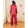 image:imageEkouaer Womens Silk Satin Pajama Sets 2 Piece Sleepwear Pjs Set Long Sleeve Button Down Top and Pants Stripe Loungewear SXXLRose Red Stripe
