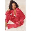 image:imageEkouaer Womens Silk Satin Pajama Sets 2 Piece Sleepwear Pjs Set Long Sleeve Button Down Top and Pants Stripe Loungewear SXXLRose Red Stripe