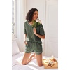 image:imageEkouaer Womens Waffle Knit Two Piece Lounge Set Soft Matching Outfits for Daily Wear Casual Shorts Set with PocketArmy Green
