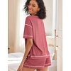 image:imageEkouaer Womens Waffle Knit Two Piece Lounge Set Soft Matching Outfits for Daily Wear Casual Shorts Set with PocketGray Purple Red