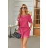 image:imageEkouaer Womens Waffle Knit Two Piece Lounge Set Soft Matching Outfits for Daily Wear Casual Shorts Set with PocketHot Pink