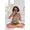 image:imageEkouaer Womens Waffle Knit Two Piece Lounge Set Soft Matching Outfits for Daily Wear Casual Shorts Set with PocketKhaki