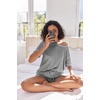 image:imageEkouaer Womens Waffle Knit Two Piece Lounge Set Soft Matching Outfits for Daily Wear Casual Shorts Set with PocketLight Gray