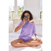 image:imageEkouaer Womens Waffle Knit Two Piece Lounge Set Soft Matching Outfits for Daily Wear Casual Shorts Set with PocketLilac