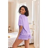 image:imageEkouaer Womens Waffle Knit Two Piece Lounge Set Soft Matching Outfits for Daily Wear Casual Shorts Set with PocketLilac