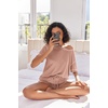 image:imageEkouaer Womens Waffle Knit Two Piece Lounge Set Soft Matching Outfits for Daily Wear Casual Shorts Set with PocketLotus Root Starch