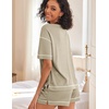 image:imageEkouaer Womens Waffle Knit Two Piece Lounge Set Soft Matching Outfits for Daily Wear Casual Shorts Set with PocketMoon Gray